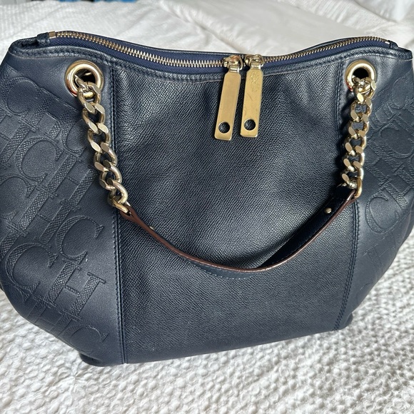 Carolina Herrera navy leather handbag - Picture 4 of 5